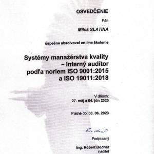 Systmy manarstva kvality ISO9001/ISO19011 platn do 2023