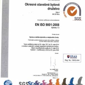 Certifikát ISO 9001 s platnosťou 2011-2014