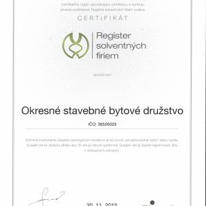 Register solventných firiem - certifikát 2014